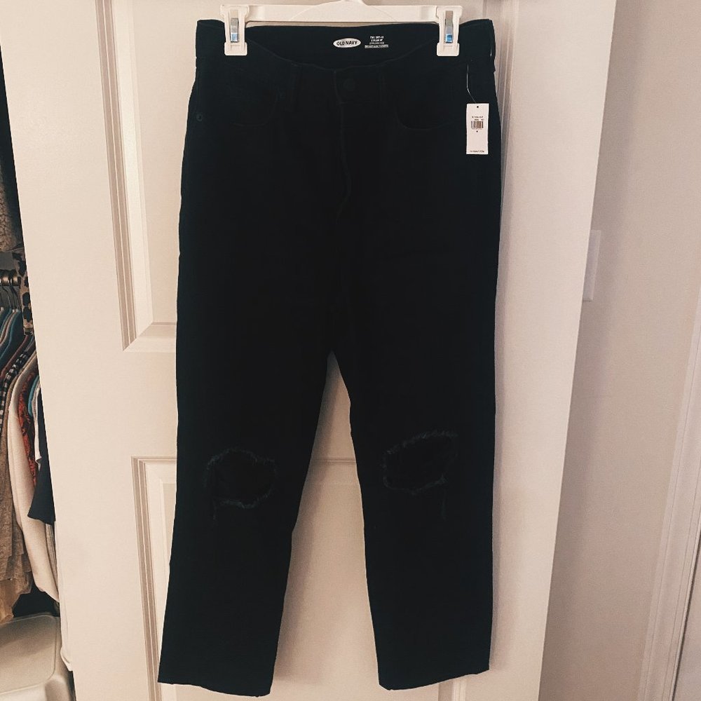 Old Navy Ripped Black Straight Leg Jeans